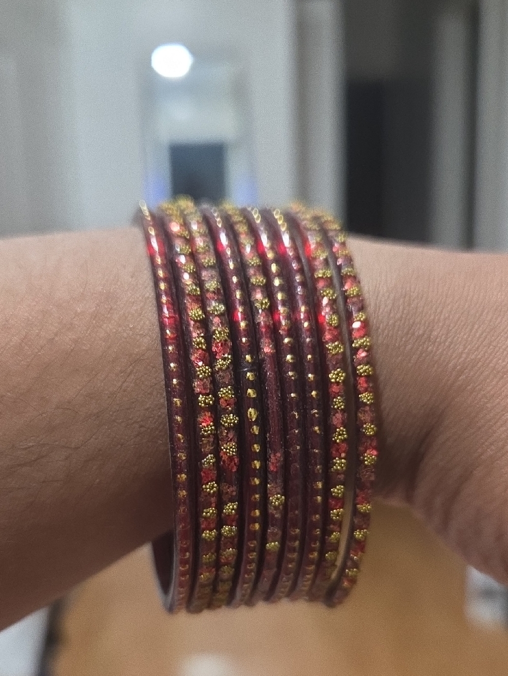 Elegant Red and Gold Women's Bangle Set
